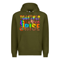 Army Green LGBTQ+ together we rise Premium Hoodie - NancyCooperArtShop