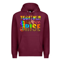 Burgundy LGBTQ+ together we rise Premium Hoodie - NancyCooperArtShop