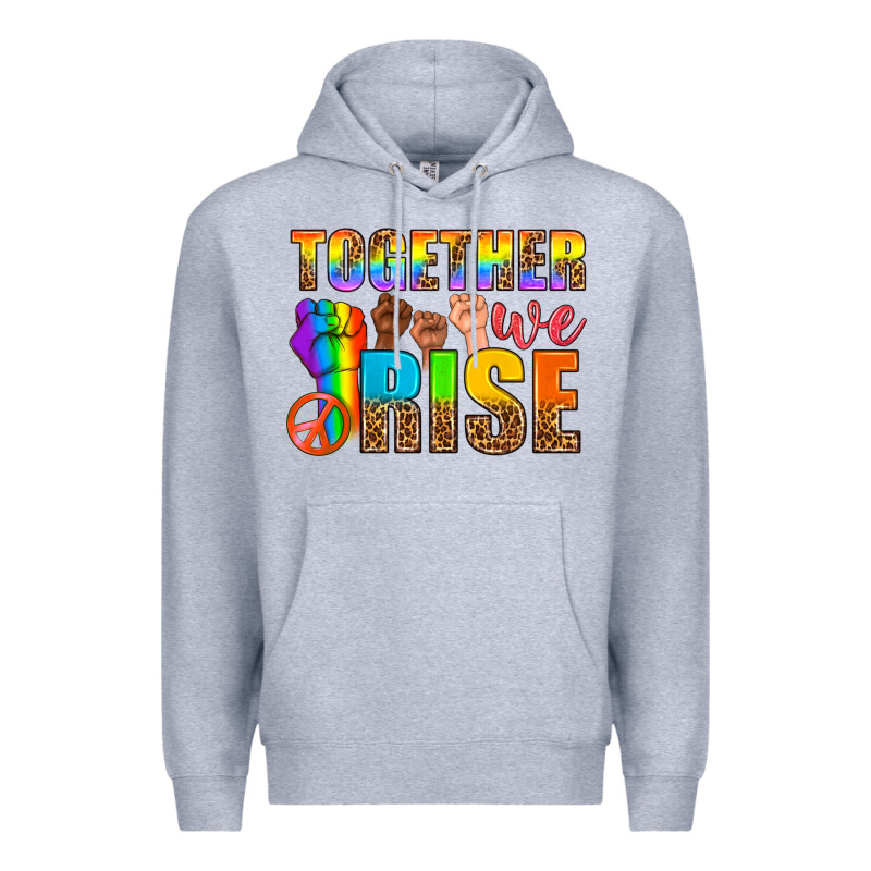 Lgbtq+ Together We Rise Premium Hoodie by NancyCooperArtShop | Teevron