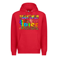Red LGBTQ+ together we rise Premium Hoodie - NancyCooperArtShop