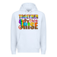 White LGBTQ+ together we rise Premium Hoodie - NancyCooperArtShop