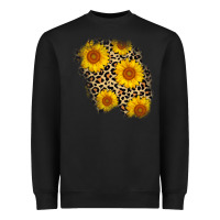 Black leopard sunflower patch Heavyweight Sweatshirt - AdoDesignShop