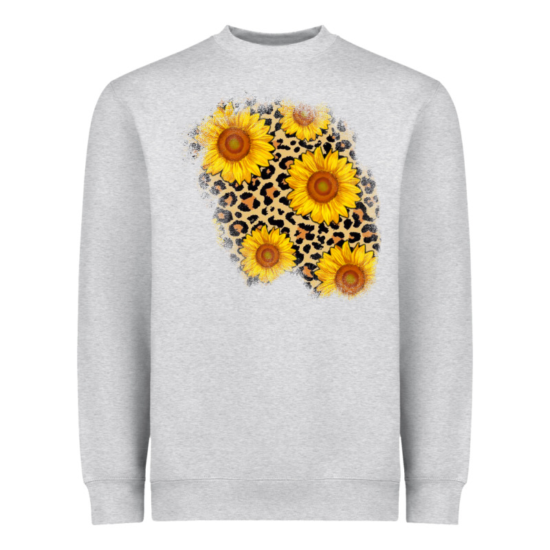 Leopard Sunflower Patch Heavyweight Sweatshirt by AdoDesignShop | Teevron