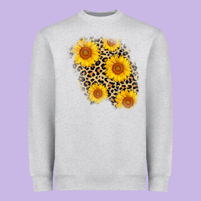 Leopard Sunflower Patch Heavyweight Sweatshirt Designed By Adodesignshop