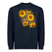 Navy leopard sunflower patch Heavyweight Sweatshirt - AdoDesignShop