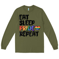 Army Green eat sleep pride repeat Long Sleeve Tee - MaliasSmallBusiness