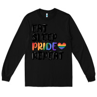 Black eat sleep pride repeat Long Sleeve Tee - MaliasSmallBusiness