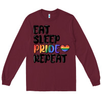 Burgundy eat sleep pride repeat Long Sleeve Tee - MaliasSmallBusiness