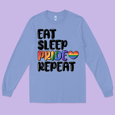 Eat Sleep Pride Repeat Long Sleeve Tee Designed By Maliassmallbusiness