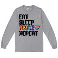 Heather Grey eat sleep pride repeat Long Sleeve Tee - MaliasSmallBusiness