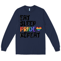 Navy eat sleep pride repeat Long Sleeve Tee - MaliasSmallBusiness