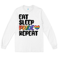 White eat sleep pride repeat Long Sleeve Tee - MaliasSmallBusiness