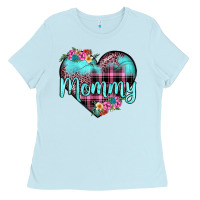 Baby Blue mommy leopard turquoise heart Ladies Tee - JahusDesignShop
