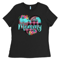 Black mommy leopard turquoise heart Ladies Tee - JahusDesignShop