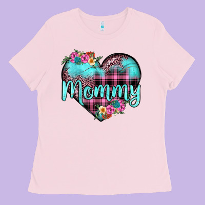 Mommy Leopard Turquoise Heart Ladies Tee Designed By Jahusdesignshop