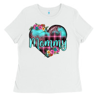 White mommy leopard turquoise heart Ladies Tee - JahusDesignShop