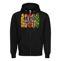 Black merry christmas brushstrokes Zipper Hoodie - MaliasSmallBusiness