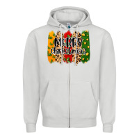 Dove Grey merry christmas brushstrokes Zipper Hoodie - MaliasSmallBusiness