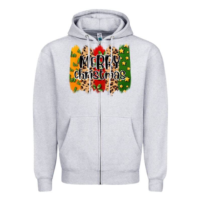 Merry Christmas Brushstrokes Zipper Hoodie by MaliasSmallBusiness | Teevron