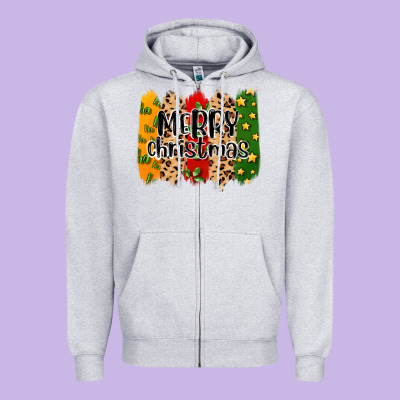 Merry Christmas Brushstrokes Zipper Hoodie Designed By Maliassmallbusiness