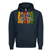 Navy merry christmas brushstrokes Zipper Hoodie - MaliasSmallBusiness