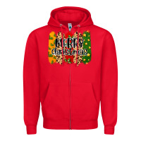 Red merry christmas brushstrokes Zipper Hoodie - MaliasSmallBusiness