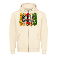 Sandshell merry christmas brushstrokes Zipper Hoodie - MaliasSmallBusiness