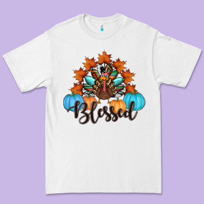 Thanksgiving Turkey Pumpkin Blessed Premium Tee Designed By Ranaportraitstore