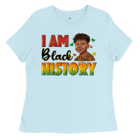 Baby Blue i am black history with afro black boy Ladies Tee - texasbilliewilder