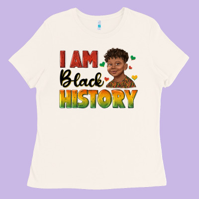 Ladies Tee i am black history with afro black boy