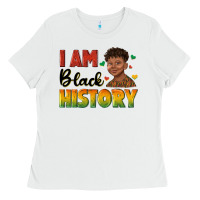 White i am black history with afro black boy Ladies Tee - texasbilliewilder