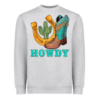 Heather Grey howdy turquoise cowboy boots horseshoe Heavyweight Sweatshirt - AdoDesignShop