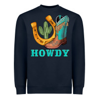 Navy howdy turquoise cowboy boots horseshoe Heavyweight Sweatshirt - AdoDesignShop
