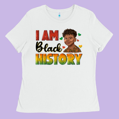 Ladies Tee i am black history with afro black boy