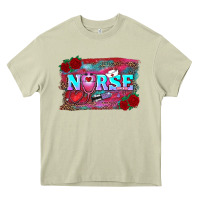 Mossy valentine's day nurse with leopard and turquoise background Heavy Core Tee - RanaPortraitStore