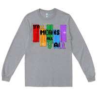 Heather Grey y'all means all y'all Long Sleeve Tee - MaliasSmallBusiness
