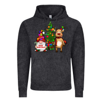 Vintage Black merry christmas gnomes, reindeer Vintage Hoodie - RanaPortraitStore