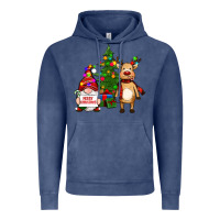Vintage Denim merry christmas gnomes, reindeer Vintage Hoodie - RanaPortraitStore