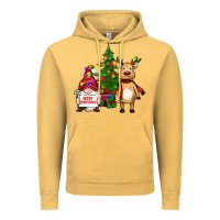 Vintage Mustard merry christmas gnomes, reindeer Vintage Hoodie - RanaPortraitStore