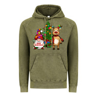 Vintage Olive merry christmas gnomes, reindeer Vintage Hoodie - RanaPortraitStore