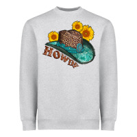 Heather Grey howdy leopard tooled leather hat Heavyweight Sweatshirt - AdoDesignShop