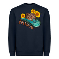 Navy howdy leopard tooled leather hat Heavyweight Sweatshirt - AdoDesignShop