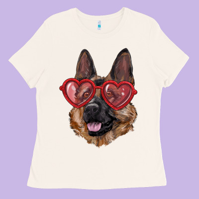 Ladies Tee German shepherd with love glasses