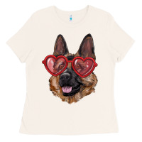 Bone German shepherd with love glasses Ladies Tee - RanaPortraitStore