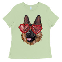 Matcha German shepherd with love glasses Ladies Tee - RanaPortraitStore