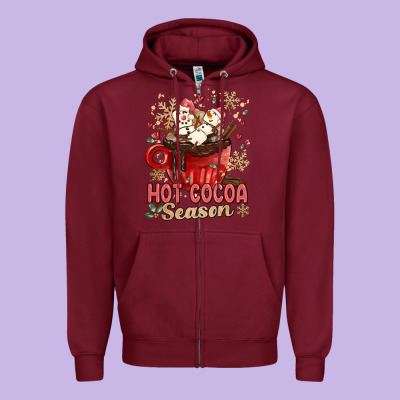 Hot Cocoa Season Zipper Hoodie Designed By Maliassmallbusiness