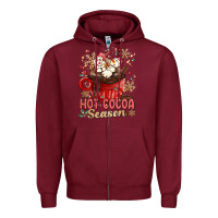 Burgundy hot cocoa season Zipper Hoodie - MaliasSmallBusiness