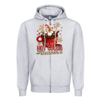Heather Grey hot cocoa season Zipper Hoodie - MaliasSmallBusiness