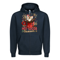 Navy hot cocoa season Zipper Hoodie - MaliasSmallBusiness