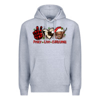 Heather Grey peace love christmas Premium Hoodie - JahusDesignShop